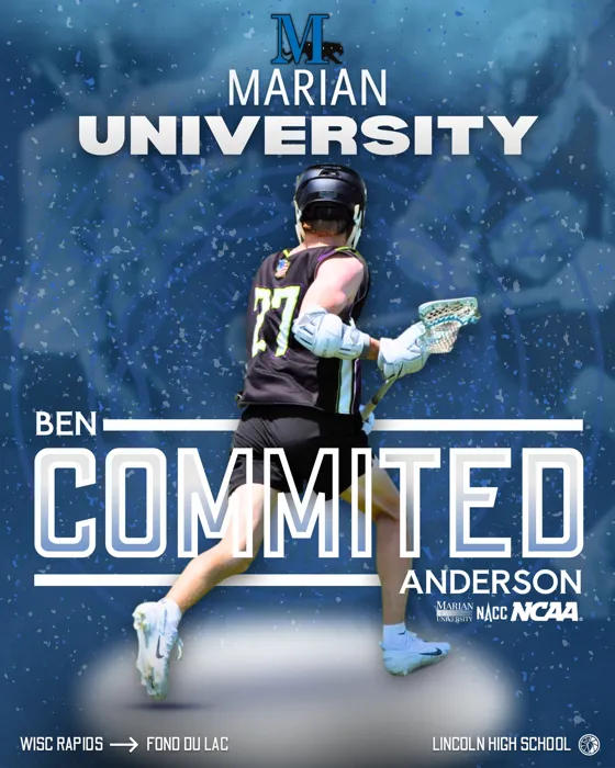Ben Anderson commitment graphic for Marian University